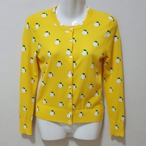 J.CREW Jackie Cardigan Sweater Lemons Print XS